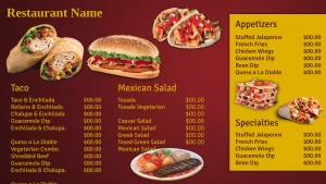 Fastidious Mexican Menu (Red)